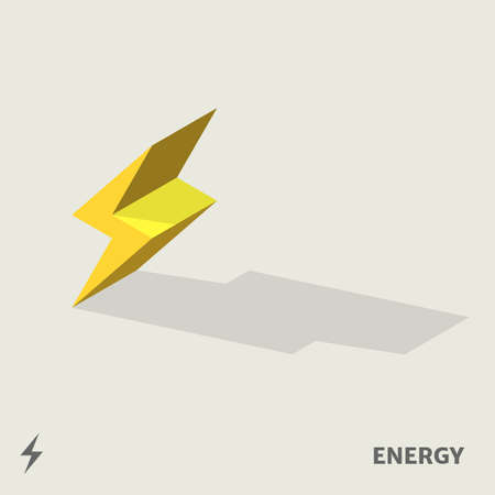 A 3D energy symbol in isometric view with shadow including with symbol.のイラスト素材
