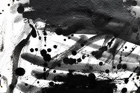 Background splash black on paper. Creative abstract art from ink and watercolor.の写真素材