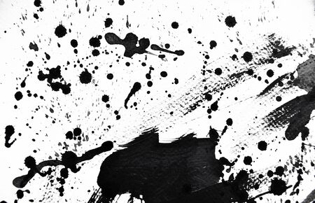Background splash black on paper. Creative abstract art from ink and watercolor.の写真素材