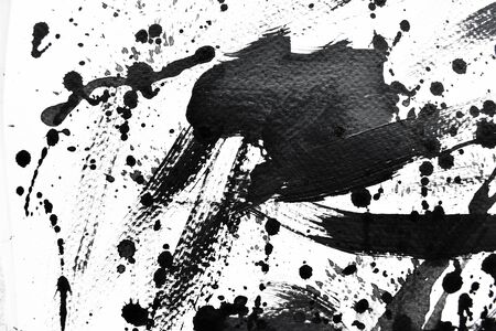 Background splash black on paper. Creative abstract art from ink and watercolor.の写真素材