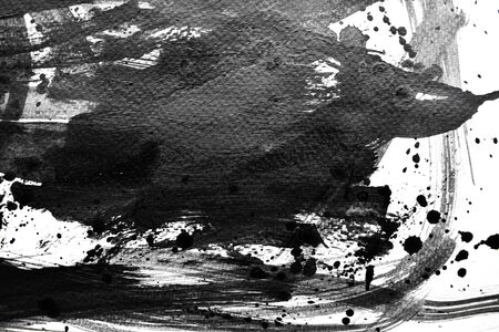 Background splash black on paper. Creative abstract art from ink and watercolor.の写真素材