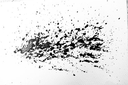Background splash black on paper. Creative abstract art from ink and watercolor.の写真素材