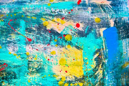 Abstract art on canvas with many oil stains spread apartの写真素材