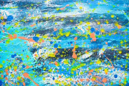 Abstract art on canvas with many oil stains spread apart