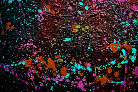 Abstract art on canvas with many oil stains spread apartの写真素材