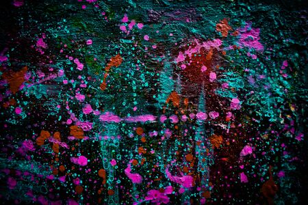 Abstract art on canvas with many oil stains spread apartの写真素材