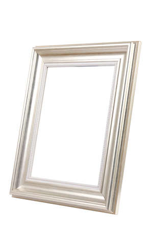 Silver Photo Frame ISOLATED on White Background.の写真素材