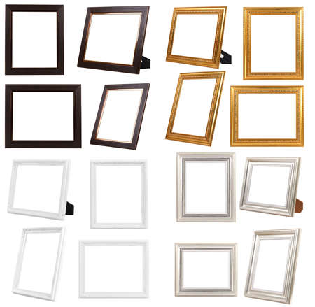 Multiple of Brown Wood Frame ISOLATED on White Background.の写真素材