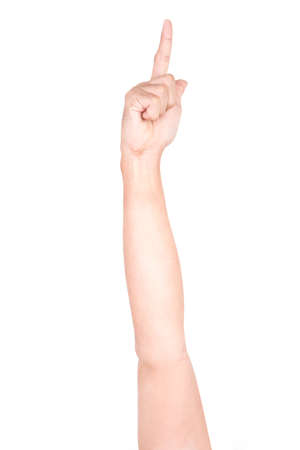 Male Caucasian hand gestures isolated over the white background.の写真素材