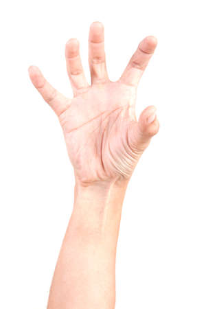 Male Caucasian hand gestures isolated over the white background, set of multiple images. ZOBIES HAND.の写真素材