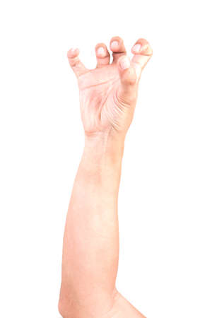 Male Caucasian hand gestures isolated over the white background, set of multiple images. ZOBIES HAND.の写真素材
