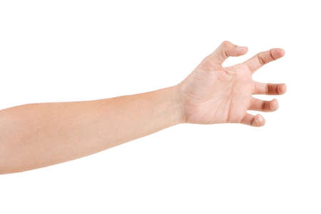 Male asian hand gestures isolated over the whiteの写真素材