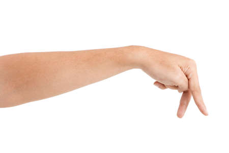 Male asian hand gestures isolated over the whiteの写真素材