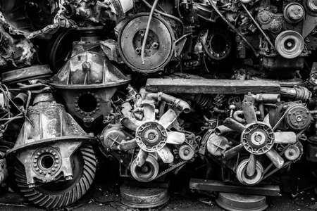 Auto spare parts engine in black & whiteの写真素材