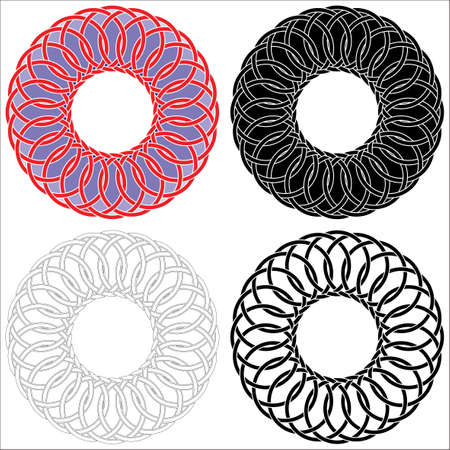 colored, black and white celtic circles from crossing linesのイラスト素材