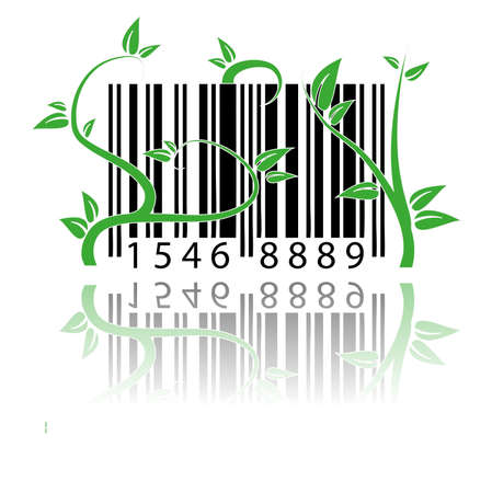 bar code covered by plantsのイラスト素材