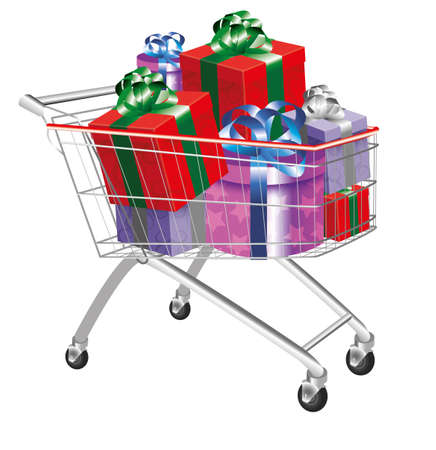 	christmas shopping cartのイラスト素材