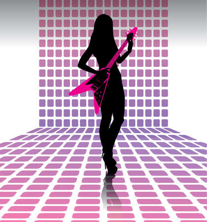 Woman sexy guitaristのイラスト素材