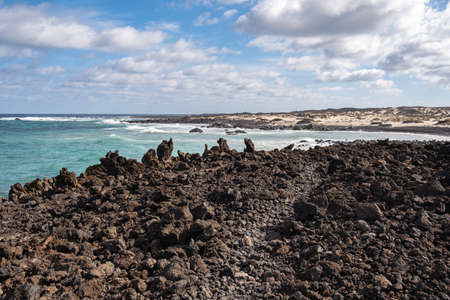 Caleta de Mojon, wild beach on North Lanzaroteの写真素材