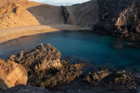 Sunset at playa Papagayo resort, Lanzarote, Canary islandsの写真素材