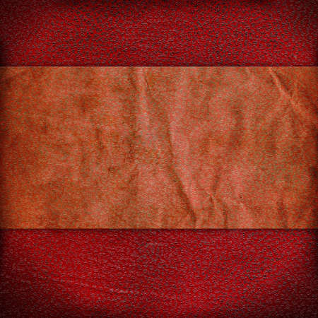 Vintage red background with a strip of crumpled paper and grunge stains.の写真素材