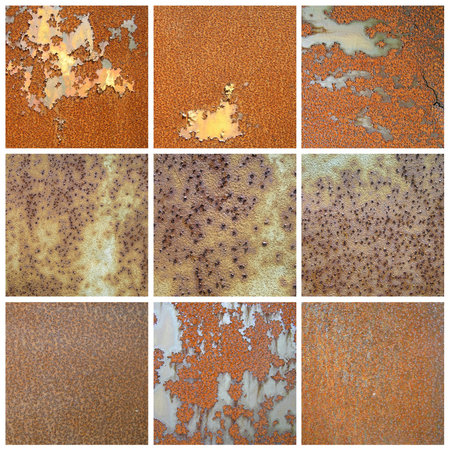 Abstract grungy metal surface yellowish orange color with a corrosion  Collection of old rusty metal textureの写真素材