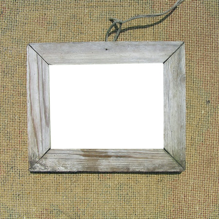 Old wooden picture frame on the wall texture. Template for the design of photo albums.