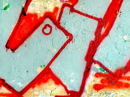 Chaotic pattern of red paint on the wall. Abstract backgroundの写真素材