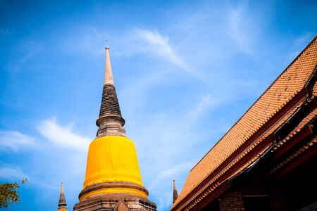 The pagoda and ancient remains in the Thailandの写真素材
