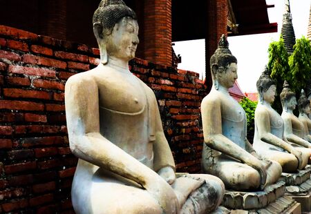 The Buddha statue and ancient remains in the Thailand