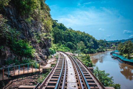 Line Railway and blue sky background.