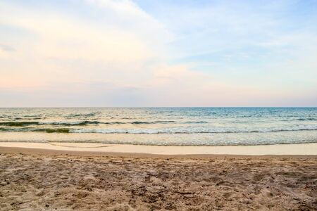 Beautiful wave on the beach, clear water, white sand in your holiday at andaman sea Phuket Thailand.の写真素材
