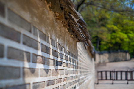 Dancheong at Gyeongpodae Pavilion near Gangleung-si, South Korea. Dancheong is traditional multicolored paintwork on wooden buildingsの写真素材