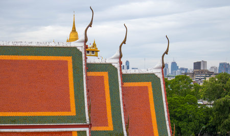 Wat Saket Ratchaworamahawihan Also known as Wat Phu Khao Thong, it is an ancient and important temple in Thai history and culture. There are many tourists coming.BANGKOK, THAILANDの写真素材
