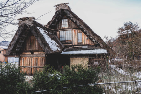 Gassho-zukuri unique architecture house in Shirakawa villageの写真素材