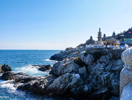 Haedong Yonggungsa temple in Busan, South Koreaの写真素材