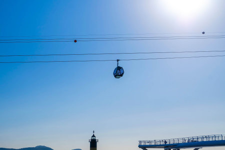 Songdo Skywalk and gondola are popular tourist attractions in Busan,South Korea