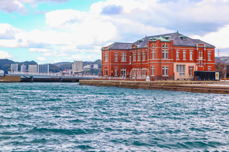 City view of Mojiko Retro area in Kitakyushu, Fukuoka, Japanの写真素材