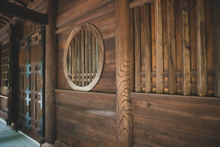 An old traditional tree wall from the Edo periodの写真素材