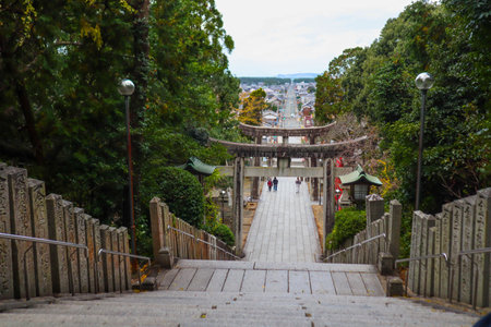 Miyajidake-jinja Shinto Shrine, Fukutsu City, Fukuoka, Japanの写真素材