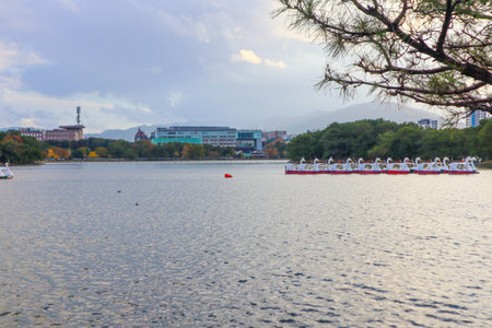 Landscape of Ohori Park, a relaxing space in Fukuoka's waterfront cityの写真素材