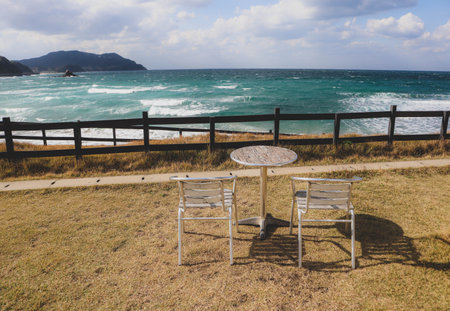 Peaceful Coastal Landscape with Waves and Sky