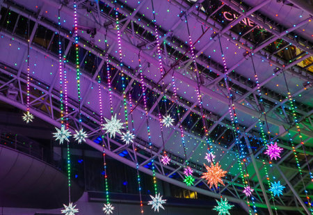 Beautiful night view at JR Hakata City Fukuoka Japanの写真素材