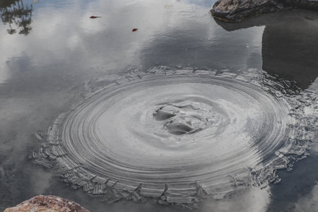 The hot spring pool of Oniishi Bozu Jigoku, Oita, Kyushu, Japanの写真素材