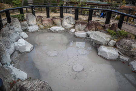 The hot spring pool of Oniishi Bozu Jigoku, Oita, Kyushu, Japanの写真素材