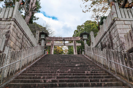 Miyajidake-jinja Shinto Shrine, Fukutsu City, Fukuoka, Japanの写真素材