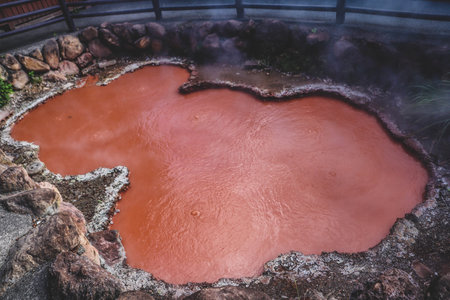 Kamado Jigoku Hot Springs at Beppuの写真素材