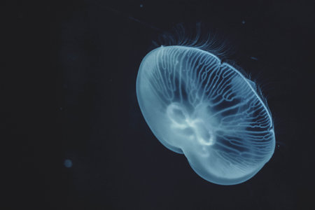 Jellyfish swimming in the big aquarium.の写真素材