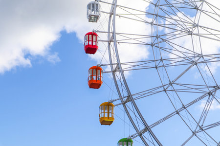 Colourful ferris wheel against a blue sky, Japan