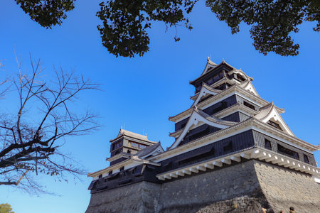 Kumamoto Castle is one of the most impressive castles in Kyushu, Japan.の写真素材